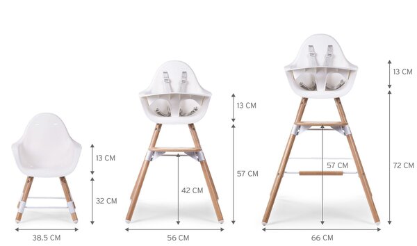 Childhome Evolu 2 chair 2in1 with bumper, White - Childhome