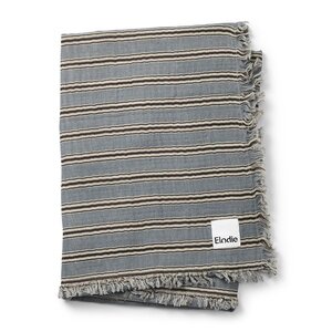 Elodie Details Soft Cotton Blanket  Sandy stripe One Size Blue/Beige/Black - Nordbaby