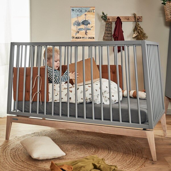 Leander Luna baby cot, 120x60cm, Grey/Oak  - Leander