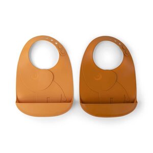 Done by Deer Peekaboo bib 2-pack Elphee, Mustard - Liewood