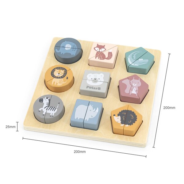 PolarB Shape Block Puzzle - Wild Animals - PolarB