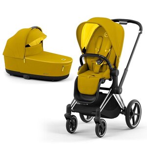 Cybex Priam V4 vežimėlio komplektas Mustard Yellow + Frame Chrome black - Nordbaby