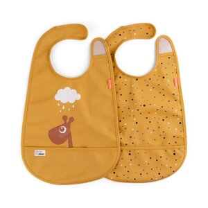 Done by Deer Bib with velcro 2-pack Raffi Mustard - BabyOno