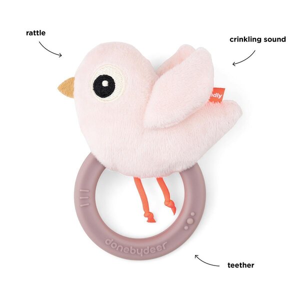 Done by Deer sensory rattle with teether Birdee Powder - Done by Deer