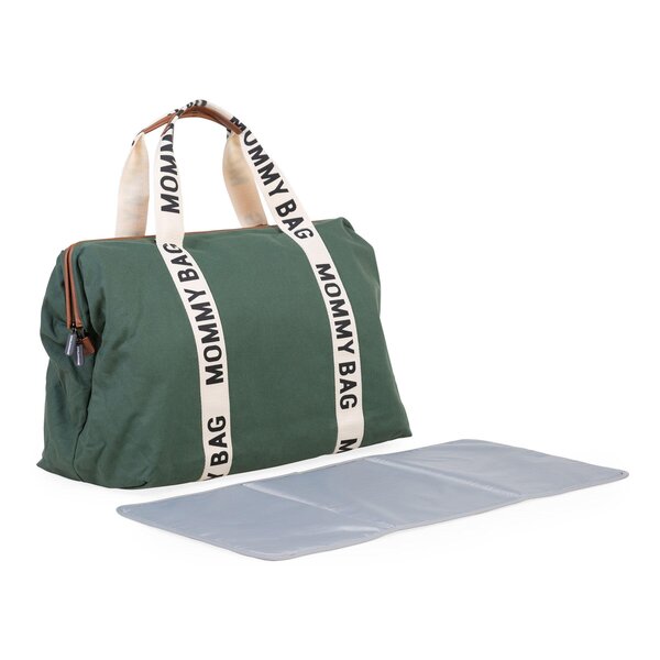 Childhome Mommy Bag suur tarvikute kott Signature Canvas green - Childhome