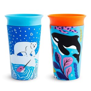 Munchkin Sippy Cup 2pk 266ml Wildlove Miracle 360   Polar Bear/Orca - Munchkin