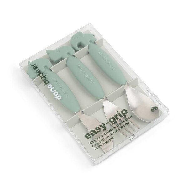 Done by Deer Easy-grip cutlery set Deer friends Green - Done by Deer