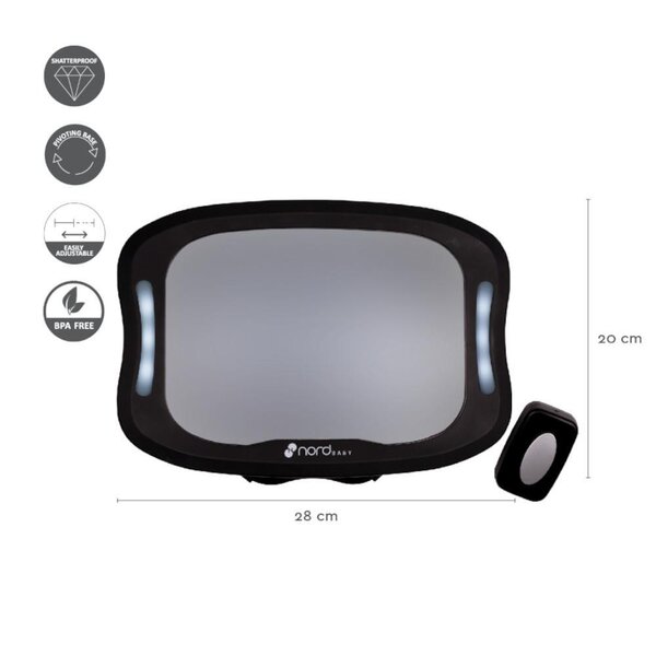 Nordbaby Back seat mirror with LED - Nordbaby
