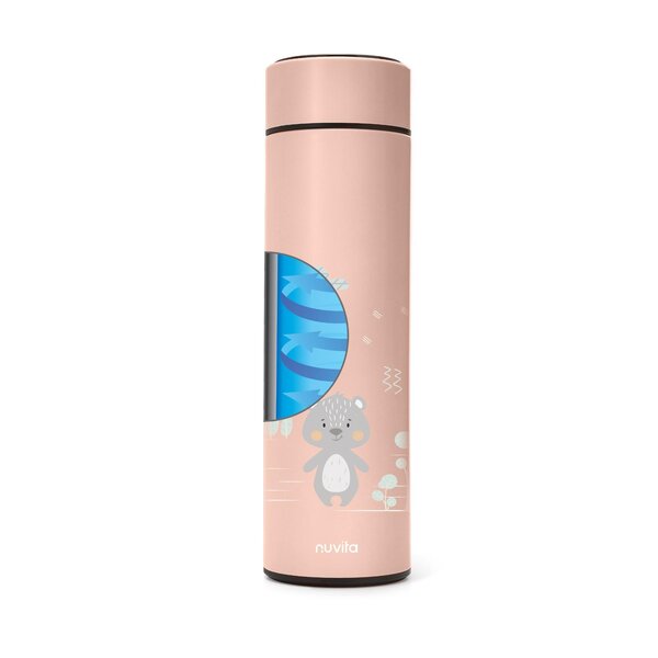 Nuvita Stainless steel thermal bottle with LED thermometer 500ml, English Rose - Nuvita