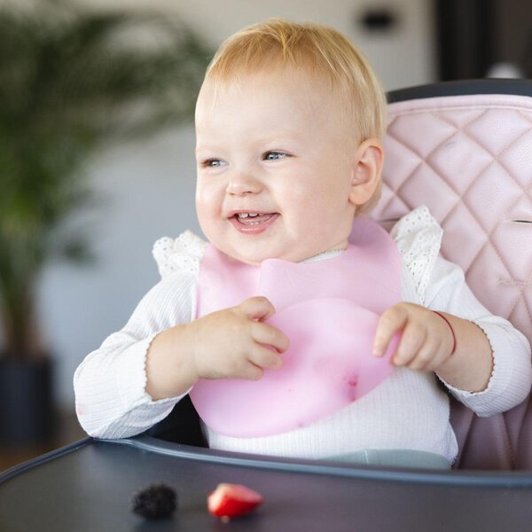 BabyOno Silicone bib -ultrathin Pink - BabyOno