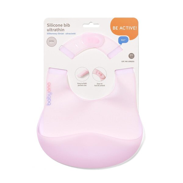 BabyOno Silicone bib -ultrathin Pink - BabyOno