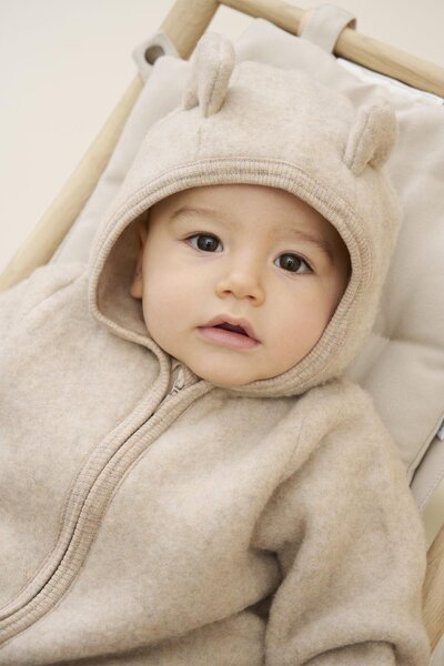 Huttelihutt Pram Suit Ears Wool Fleece - Huttelihutt