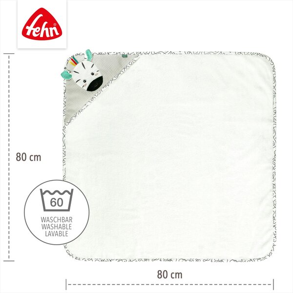 Fehn полотенце с капюшоном 80x80cm, Zebra - Fehn