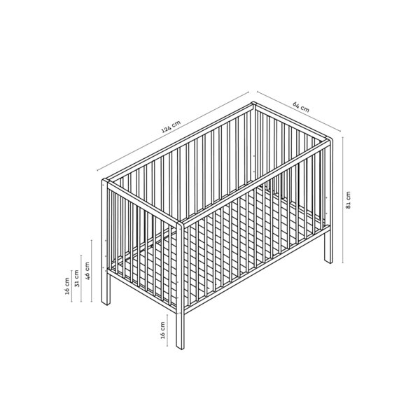 Tinynord cot Lassy 60x120cm, White - Tinynord