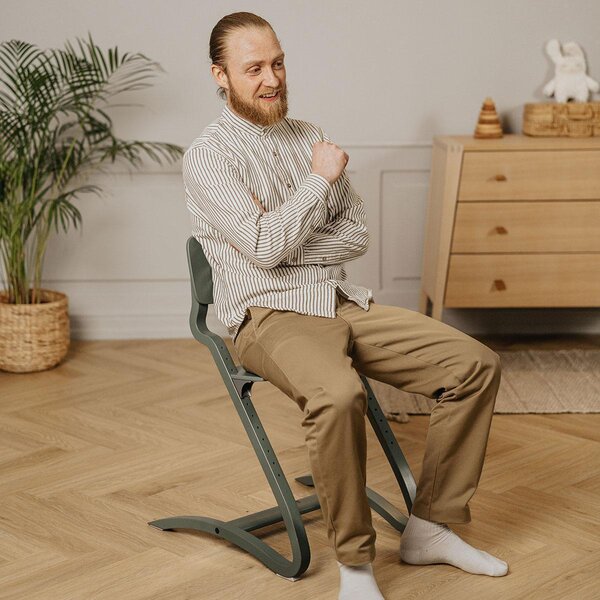 Leander Louie highchair wo. safety bar, Sage Green - Leander