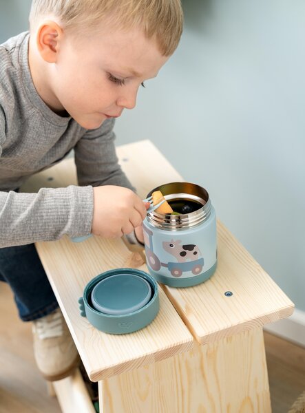 Done by Deer Insulated food jar Tiny farm Blue 300 ml - Done by Deer