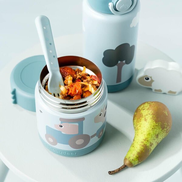 Done by Deer Insulated food jar Tiny farm Blue 300 ml - Done by Deer