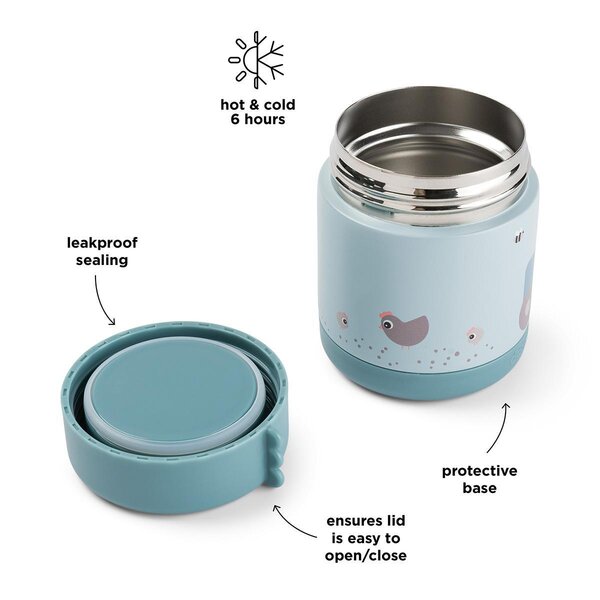 Done by Deer Insulated food jar Tiny farm Blue 300 ml - Done by Deer