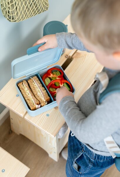 Done by Deer Lunch box with divider Tiny farm Blue - Done by Deer