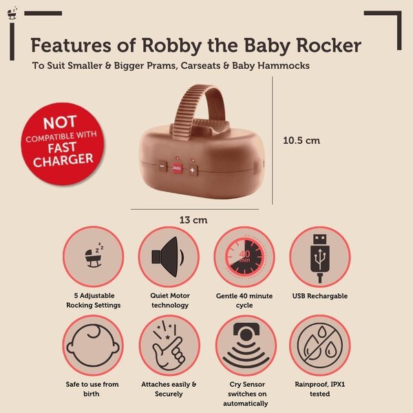 Zazu ROBBY Baby rocker with cry sensor Terracota - Zazu