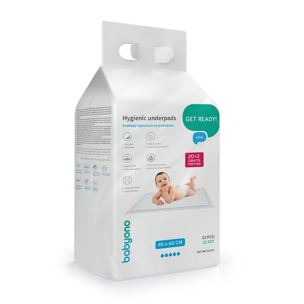 BabyOno  Underpads 40x60cm 20 pcs + 2 pcs for free - BabyOno