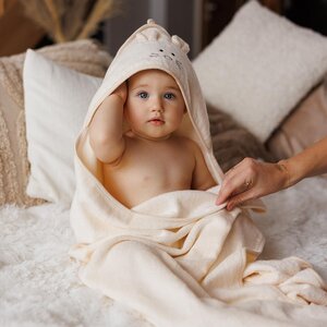 BabyOno bambusest kapuutsiga vannirätik 100x100cm Beige - BabyOno