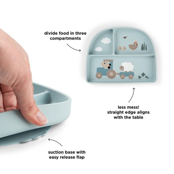 Done by Deer sektoritega taldrik Tiny Farm Blue - Done by Deer