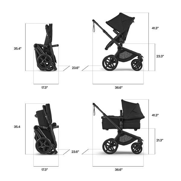 Bugaboo Fox 5 Renew 2in1 vankrikomplekt Black/Cocoa Brown - Bugaboo