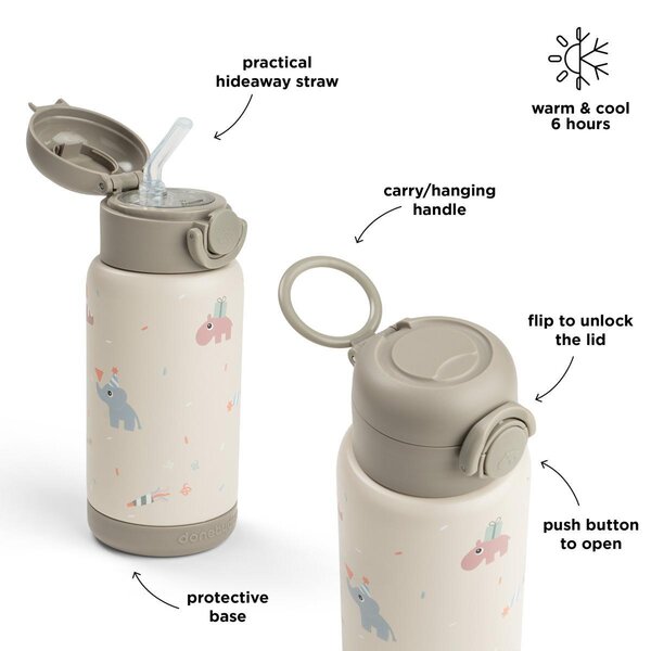Done by Deer Insulated straw bottle Celebration 340ml Sand - Done by Deer