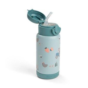 Done by Deer Insulated straw bottle Tiny farm 340ml Blue - Nuvita