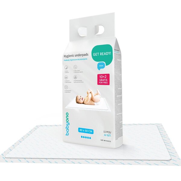 BabyOno underpads 40x60cm 10 pcs + 2 free - BabyOno