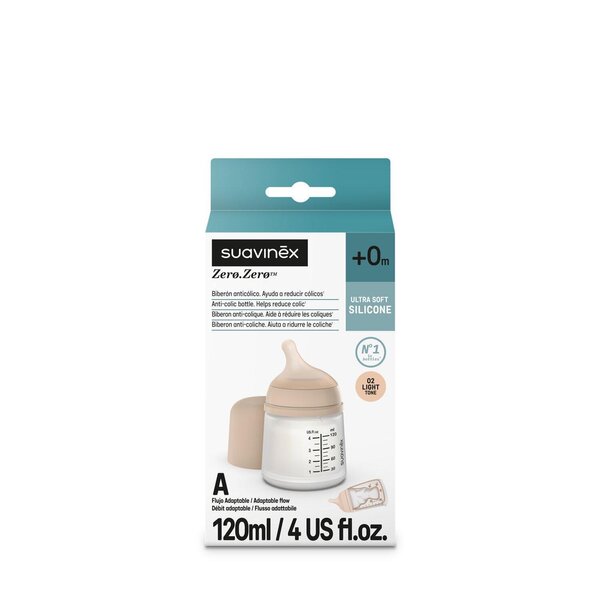 Suavinex Zero.Zero koolikutevastane lutipudel 120ml, reguleeritav vool - Suavinex