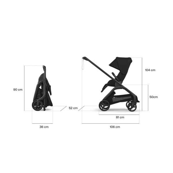 Bugaboo Dragonfly 2in1 kомплект коляски Midnight Black/Midnight Black/Black - Bugaboo