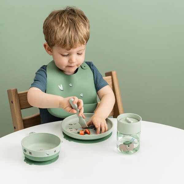Done by Deer Foodie dinner set with 360°cup, Tiny trails Green - Done by Deer