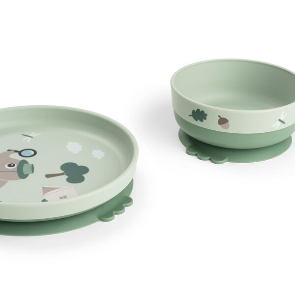 Done by Deer Foodie dinner set with 360°cup, Tiny trails Green - Done by Deer