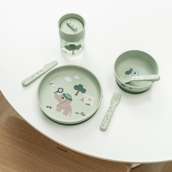 Done by Deer Foodie dinner set with 360°cup, Tiny trails Green - Done by Deer