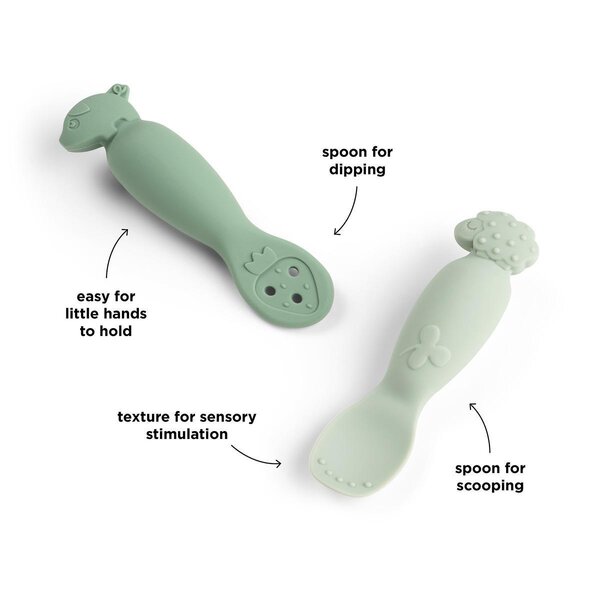 Done by Deer Learning spoon set, Tiny farm Green - Done by Deer