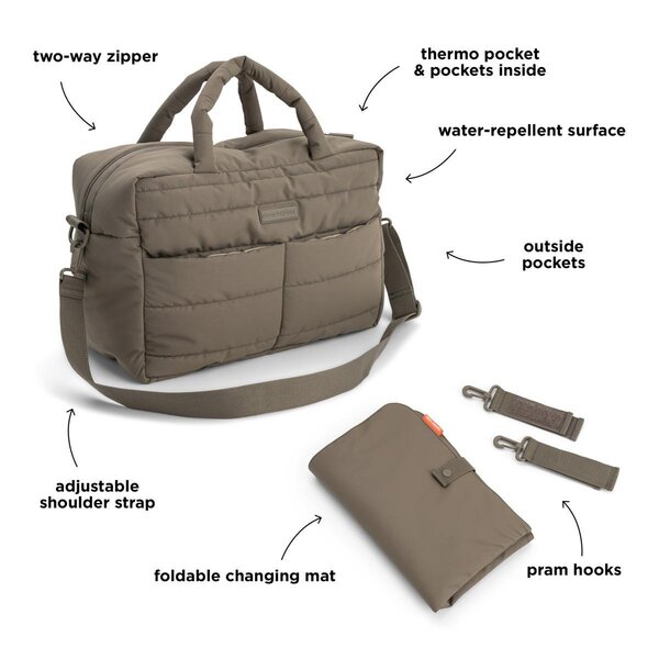 Done by Deer Quilted changing bag, Taupe - Done by Deer
