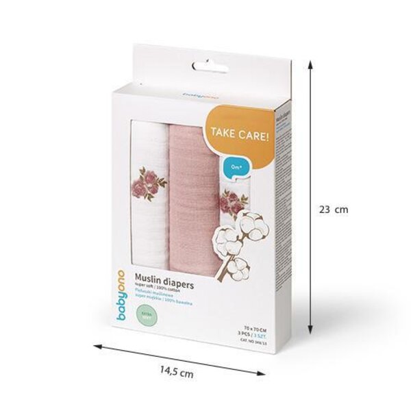 BabyOno Muslin diapers super soft Rose - BabyOno